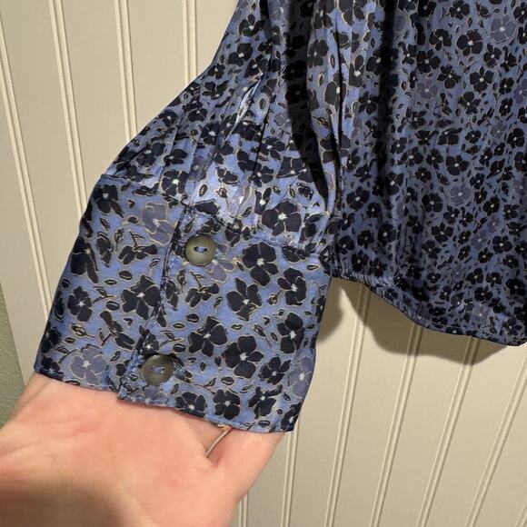 Lane Bryant Satin Blue Floral Blouse NEW 14/16 - Picture 3 of 8